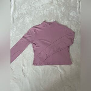 Derek Heart Lavender Purple Fitted Long Sleeve Mandarin Collar Top